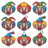 various clown happy face illustration isolated on white background vector