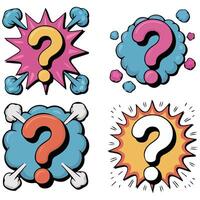 pop art speech bubble question marks isolated illustration vector