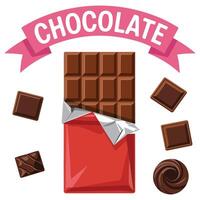 set of chocolate icons stickers isolated illustration on white background vector