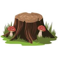 isolated tree stump illustration on white background vector