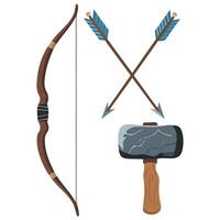 ancient tools set hunting weapons isolated illustration on white background vector