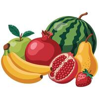 heap of natural fruits isolated illustration on white background vector