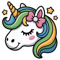 cute unicorn face head cartoon character isolated on white background vector
