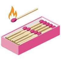 hand drawn matchbox with burning matches isolated illustration vector