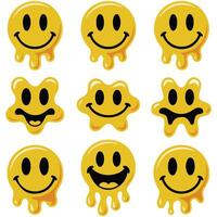 smiling melting faces set isolated illustration on white background vector