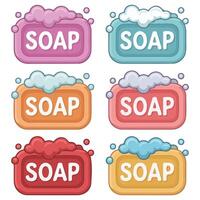 bar of soap with foam icon set isolated illustration vector