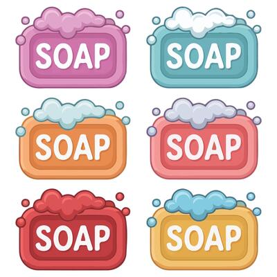 bar of soap with foam icon set isolated illustration