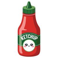 cute funny ketchup character isolated illustration on white background vector