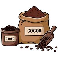 cocoa set isolated illustration on white background vector