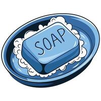 soap in the soap dish isolated illustration on white background vector
