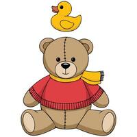 toys for little toddler rattle bear rubber duck isolated vector