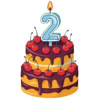congratulations on birthday with number two isolated illustration vector