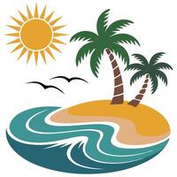 desert island and sea paradise isolated on white background vector