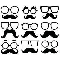 retro mustaches set isolated layers on white background vector