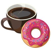 illustration of coffee donut breakfast isolated on white background vector