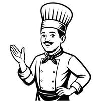 line drawing chef showing nice symbol isolated illustration vector