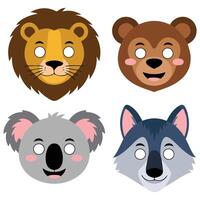 animals carnival mask set isolated on white background vector