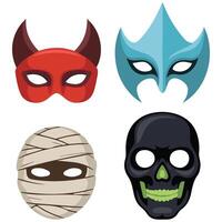 halloween party masks illustration isolated on white vector