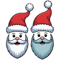 set of red hats and beards isolated on white vector