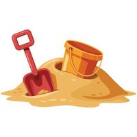 orange bucket and scoop with sand isolated vector