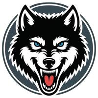angry wolf head mascot isolated on white vector