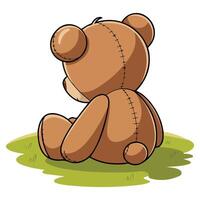 teddy bear sits back isolated on white vector