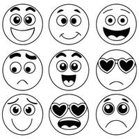 cartoon set of different cute faces vector