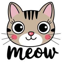 cute kitty mess meow slogan isolated vector