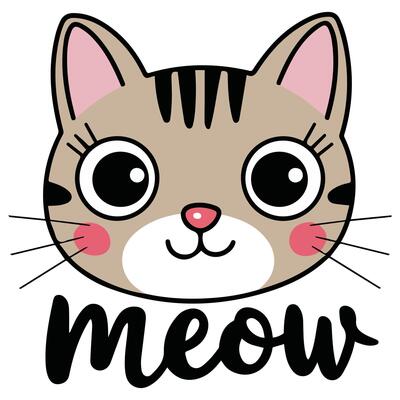 cute kitty mess meow slogan isolated