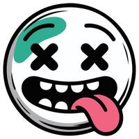 Playful ghost face with closed eyes and round cheeks isolated white background vector