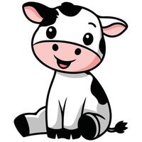 Happy spotted cow with bell around neck isolated white background vector