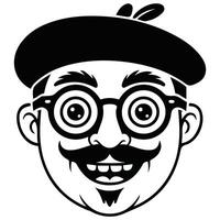 Peasant face with hat and mustache isolated white background vector