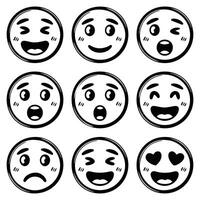 Collection of emoji with expressions isolated white background vector