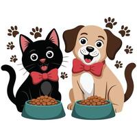 Puppy and kitten playing together isolated white background vector