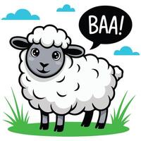 Sheep saying baa in bubble isolated white background vector