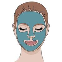 Spa face mask with cucumber isolated white background vector