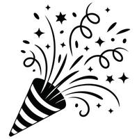 Festive cracker with confetti isolated white background vector
