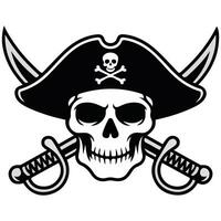 Pirate skull with crossed swords isolated white background vector