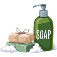 Different soap types with bubbles isolated white background vector