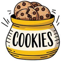 Chocolate chip cookies on plate isolated white background vector