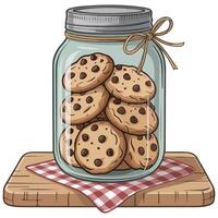 Glass jar with cookies inside isolated white background vector