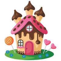 Candy house with icing roof isolated white background vector
