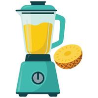 Blender with pineapple smoothie isolated white background vector