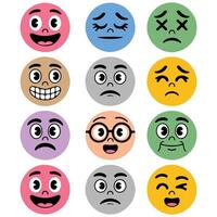 Cute facial expression icons set isolated white background vector