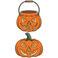 Jackolantern pumpkin with face isolated white background vector