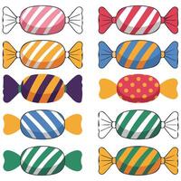 Twisted sweet candies colorful set isolated white background vector