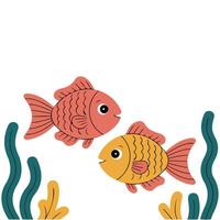 Two small colorful fish isolated white background vector