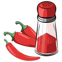 Red and black peppers set isolated white background vector