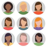 Avatar icons flat graphic set isolated white background vector