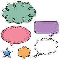 Hand drawn speech bubbles set isolated white background vector